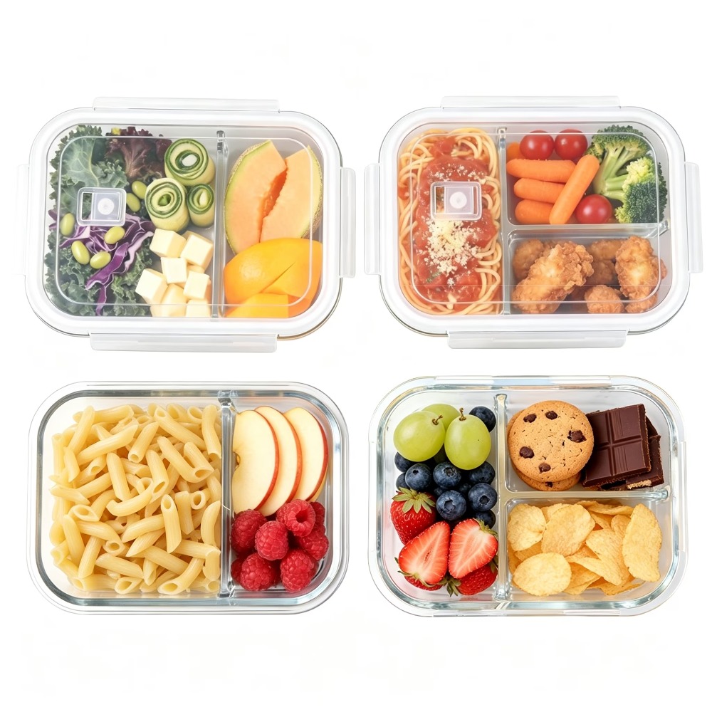 Glass Meal Prep Container - Glass Food Storage Containers with Dividers