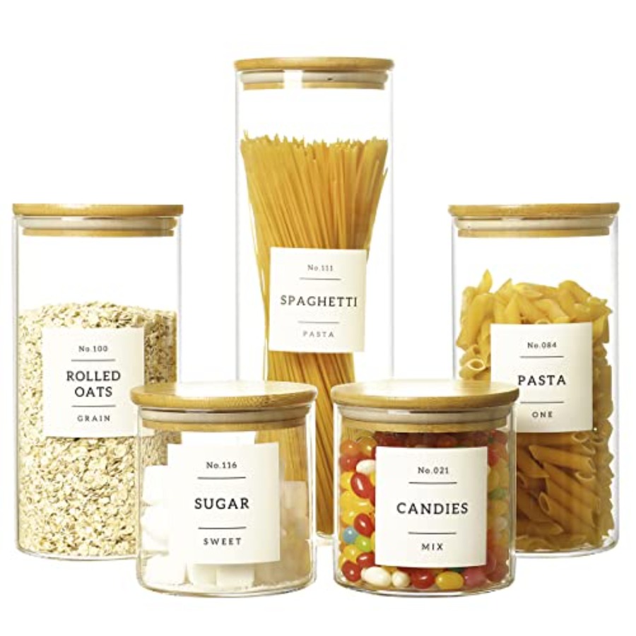 Food Storage Jar Labels - Curated Picks 5 Pcs Glass Food