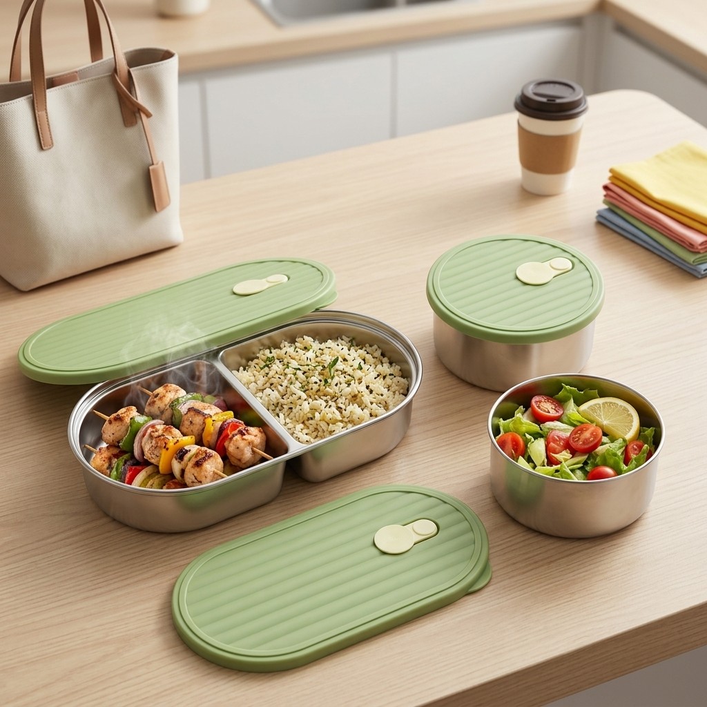 Food Storage Jar Set - Microwavable 304 Stainless Steel Lunch Box