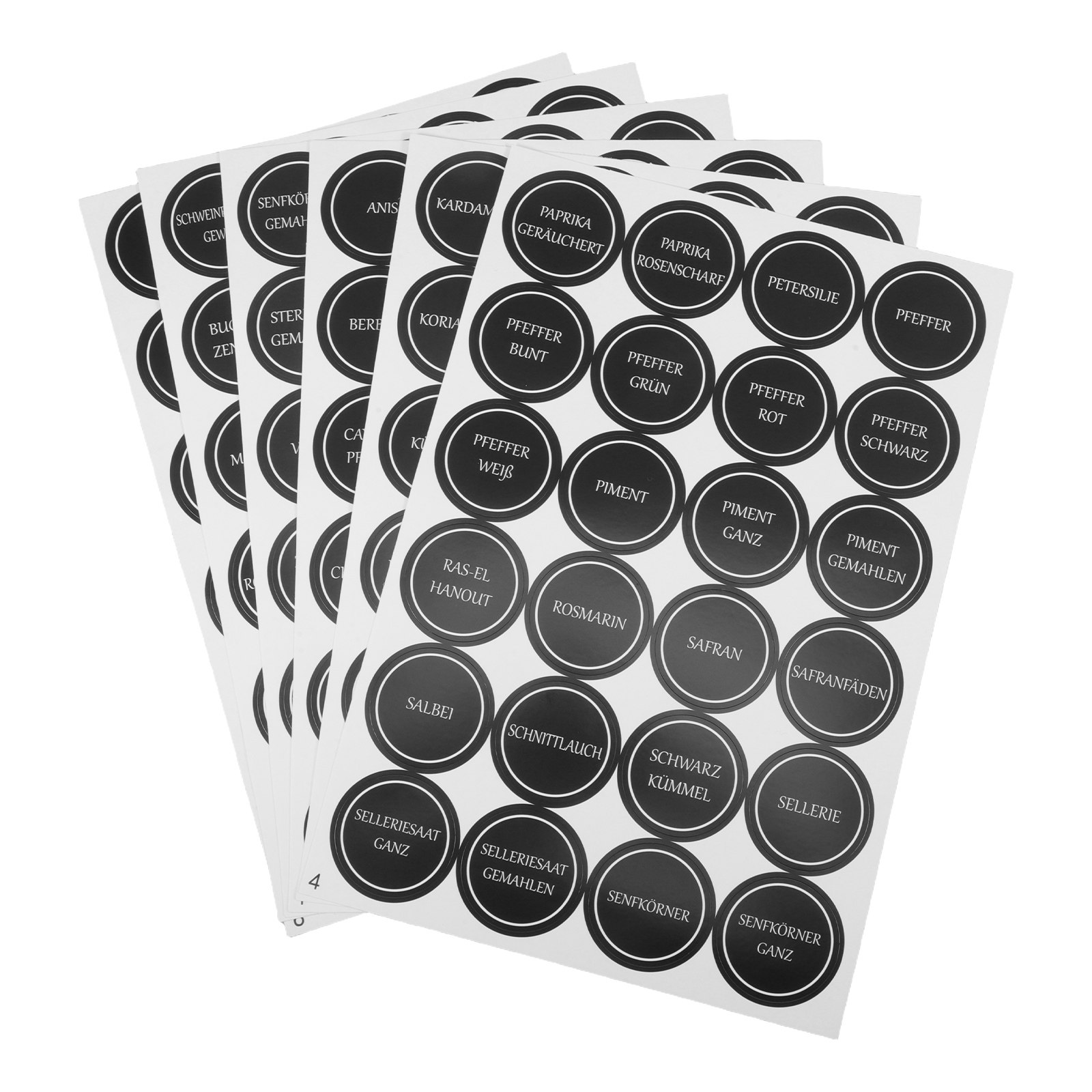 Food Storage Jar Labels - 6 Sheets Round Spice Jar Labels