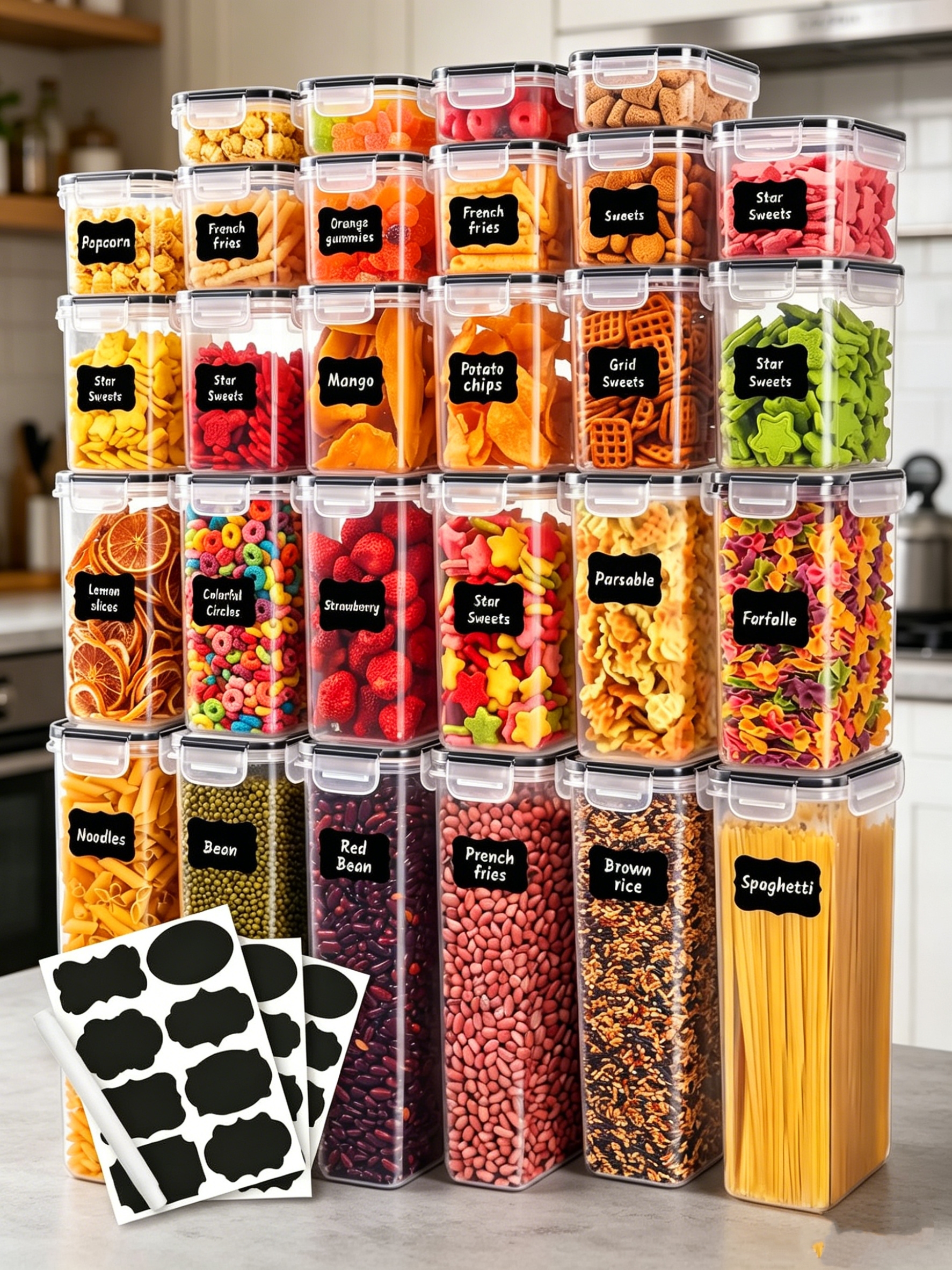 Food Storage Plastic Containers With Lids - 36PCS-Closed food storage containers with LIDS,