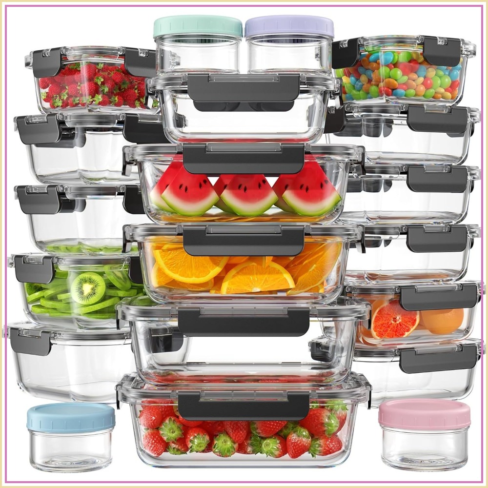 Glass Meal Prep Container - 40 PCS Glass Food Storage Containers