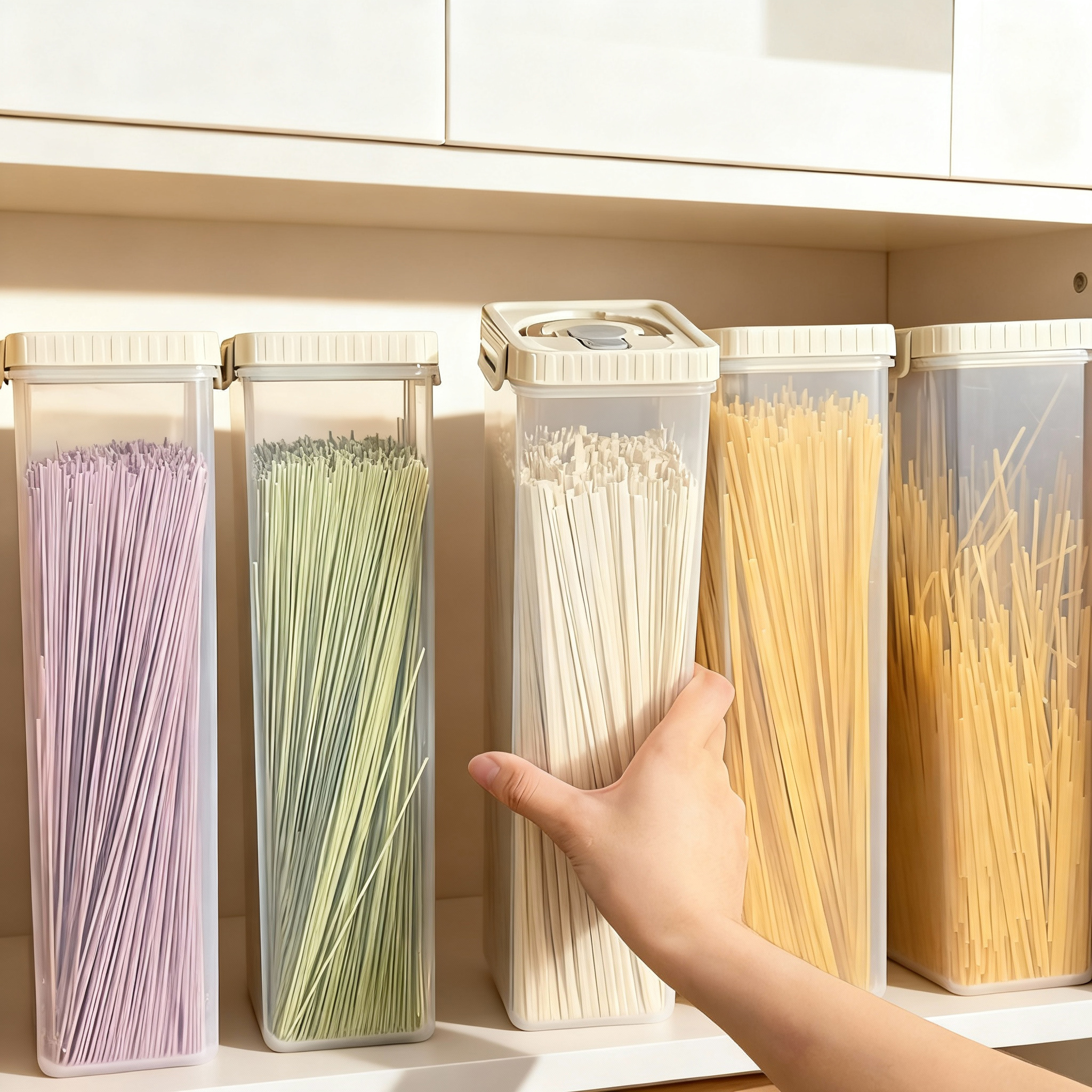 Food Storage Plastic Containers With Lids - Noodles Sealed Storage Box With Handle