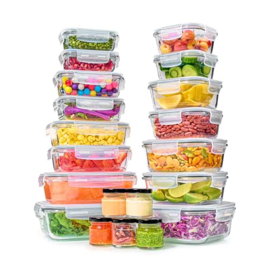 Glass Meal Prep Container - 40pc Set Glass Food Storage Containers