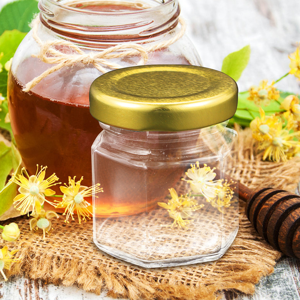 Food Storage With Glass Lids - 6Pcs Hexagon Shape Glass Jars Clear