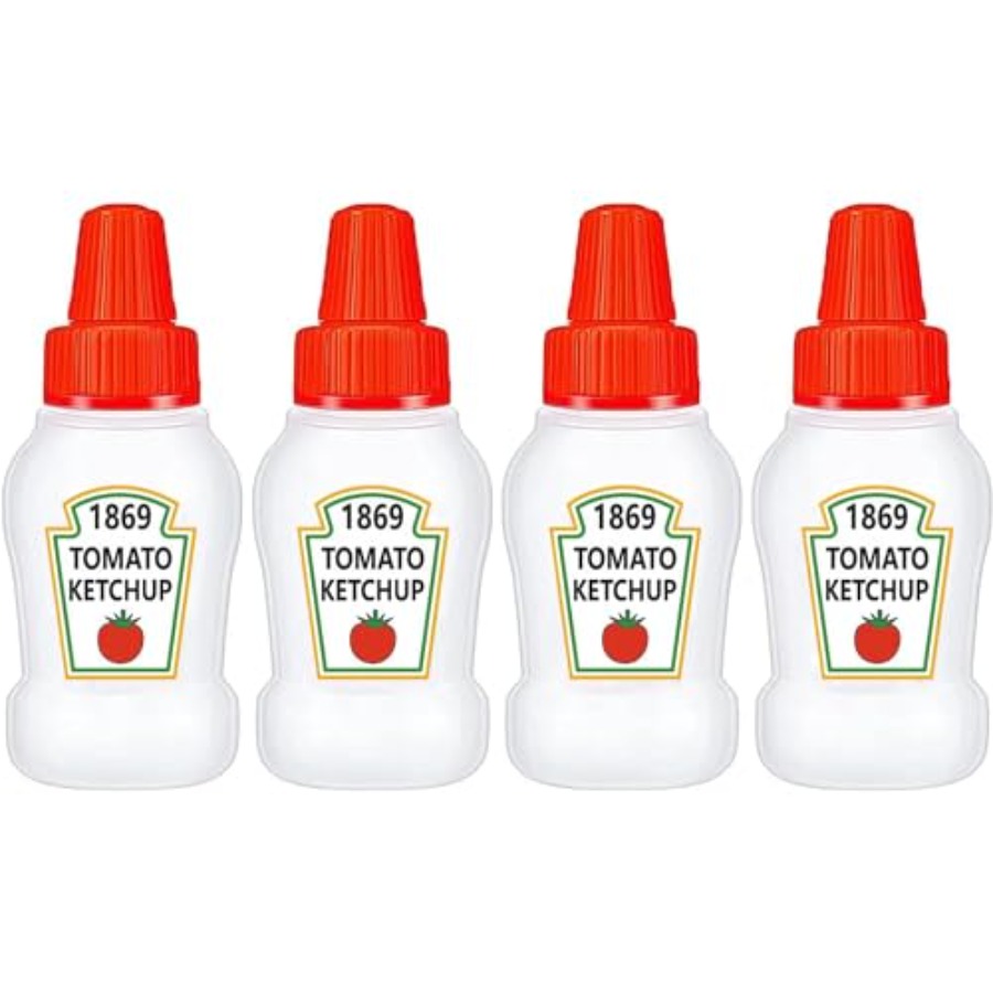 Condiment Squeeze Bottle - 4 Pieces Mini Ketchup Bottle for