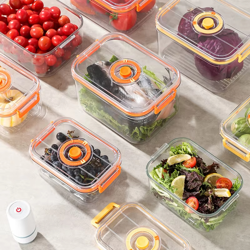 Food Storage Plastic Containers With Lids - Vacuum Fresh-keeping Box Refrigerator Sealed Canister