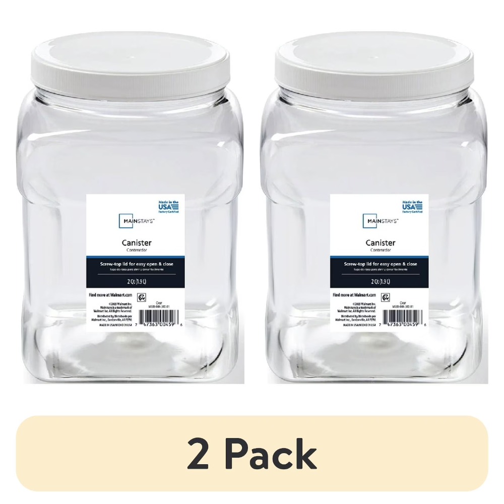 Food Storage Plastic Containers With Lids - 2-Pack Extra Large 4 Quart Clear
