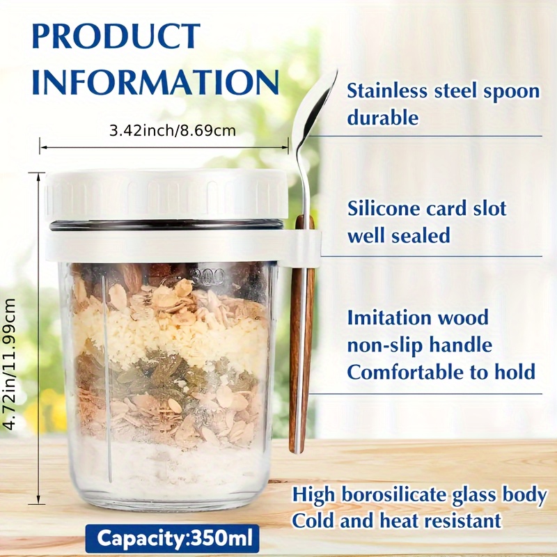 1pc/2pcs Glass Oatmeal Cup, Ov - Food Storage Jar Set บทวิจารณ์และราคา