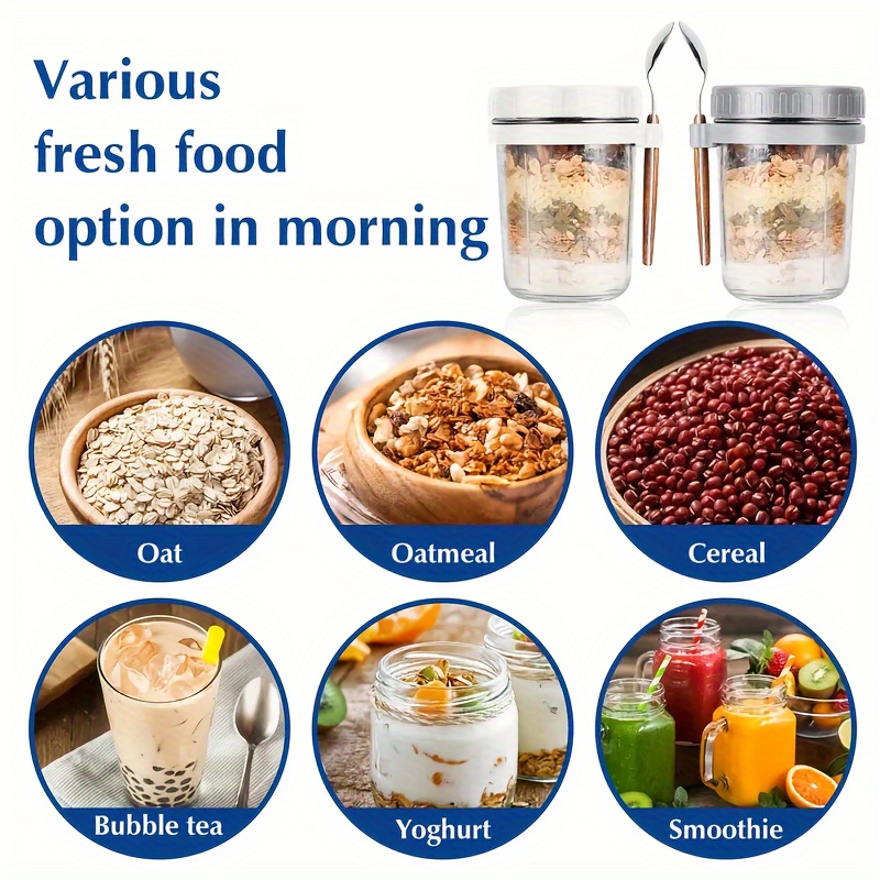 1pc/2pcs Glass Oatmeal Cup, Ov - Food Storage Jar Set บทวิจารณ์และราคา