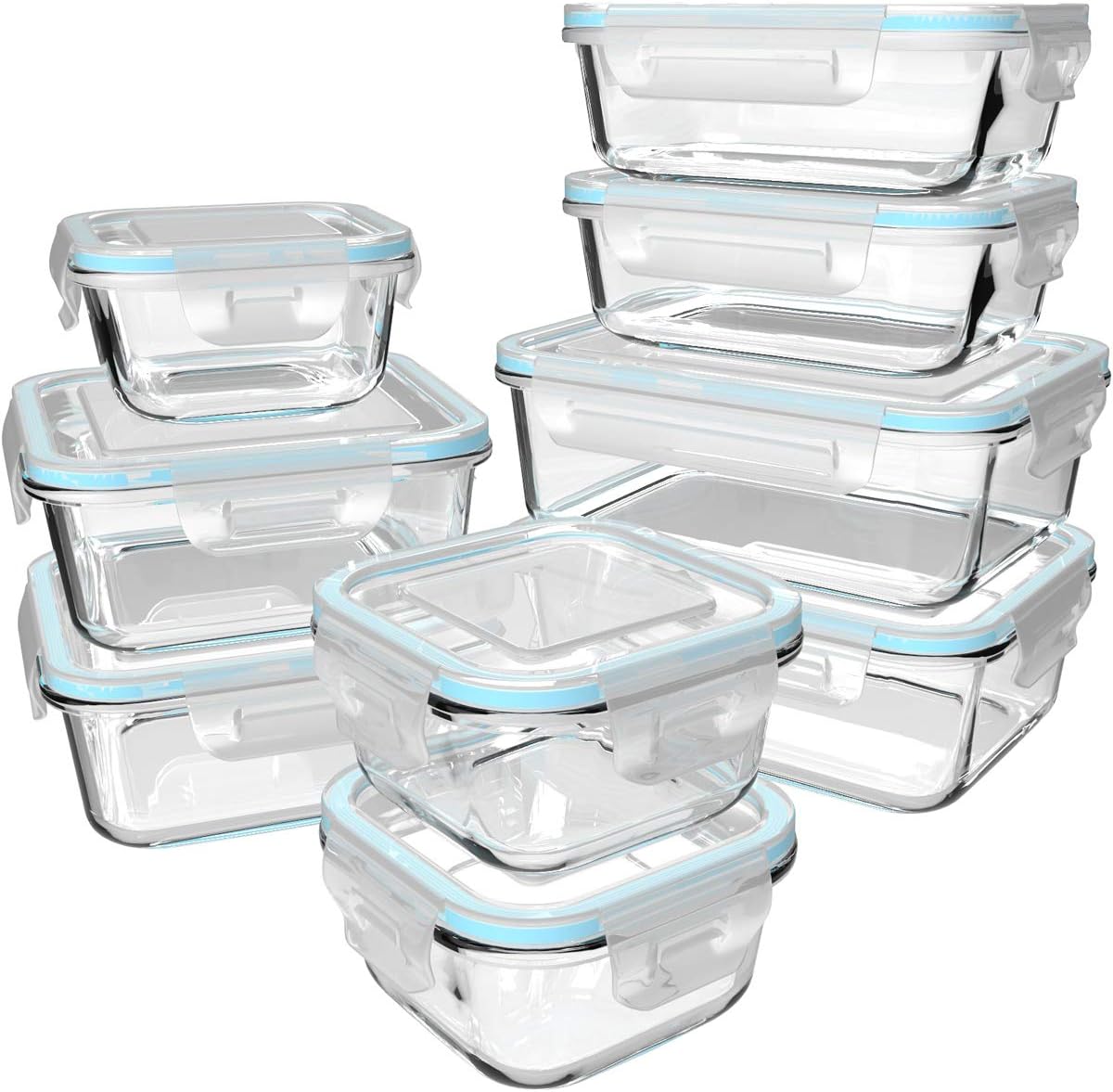 18-Piece Glass Food Storage Co - Glass Meal Prep Container บทวิจารณ์และราคา