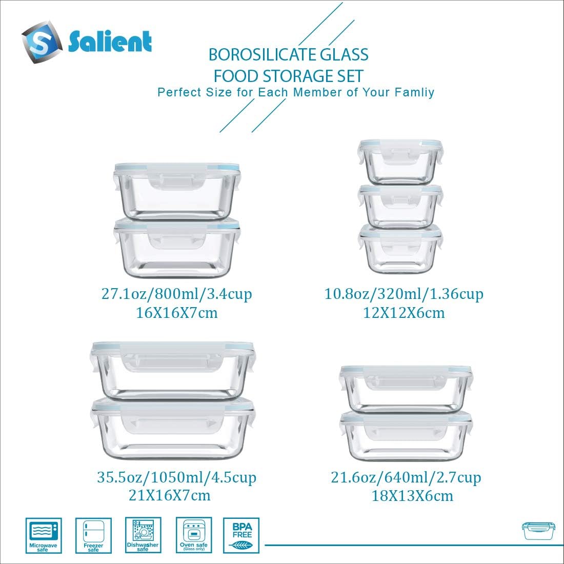 18-Piece Glass Food Storage Co - Glass Meal Prep Container บทวิจารณ์และราคา