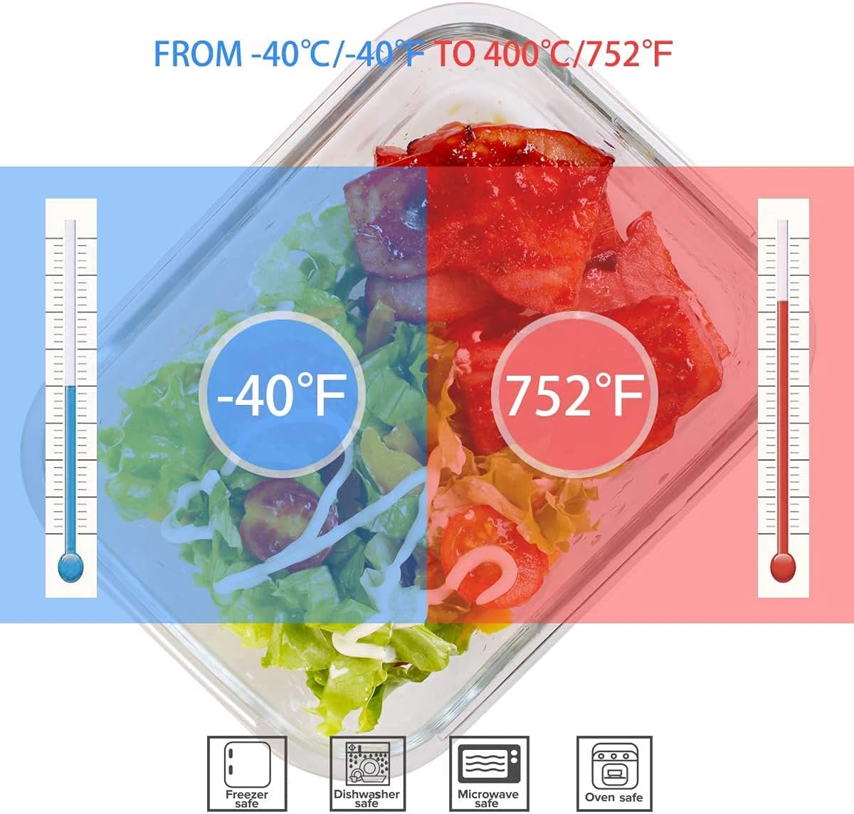 18-Piece Glass Food Storage Co - Glass Meal Prep Container บทวิจารณ์และราคา