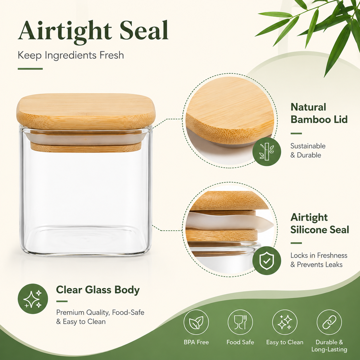 Glass jar with bamboo lid 120m - Food Storage With Glass Lids บทวิจารณ์และราคา