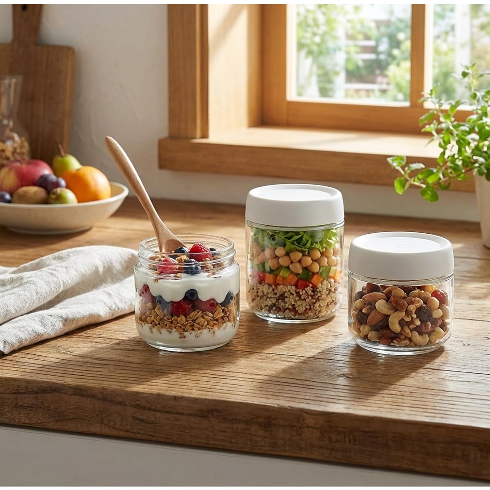 3 Pack 10oz Glass Jars with Sc - Food Storage Containers บทวิจารณ์และราคา