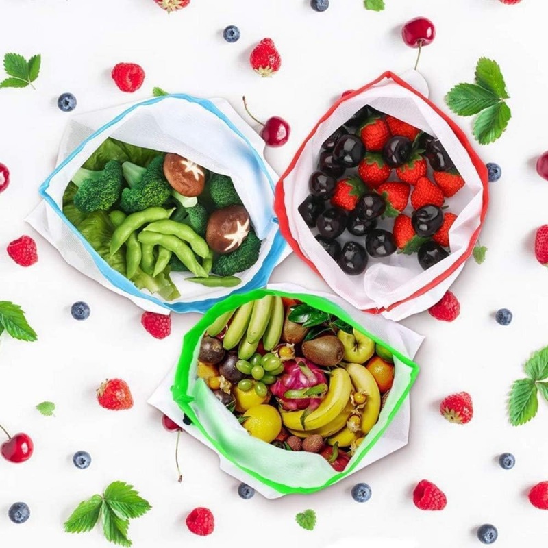 12pcs Refrigerator Keep Fresh  - Produce Bag Reusable Mesh บทวิจารณ์และราคา