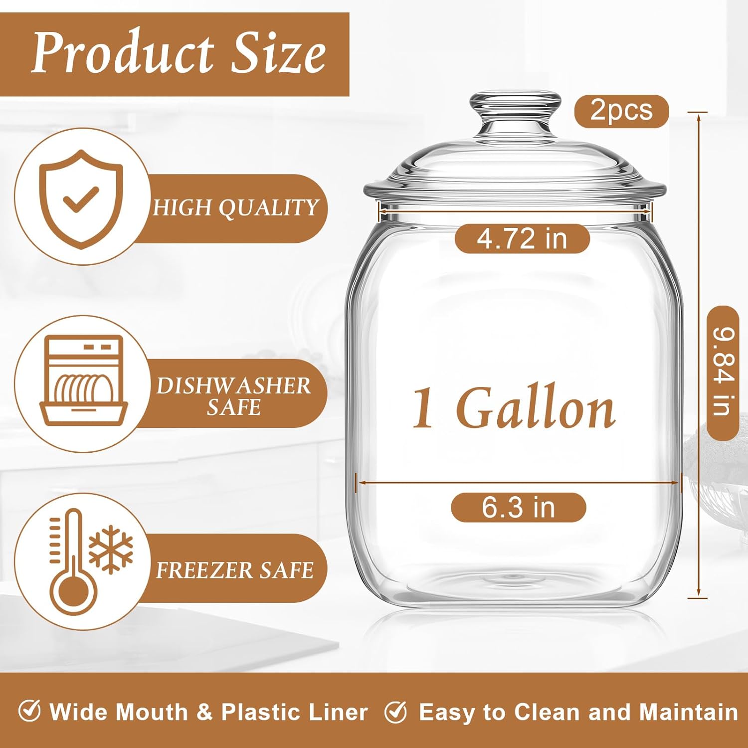 2 Pack Acrylic Cookie Candy Ja - Food Storage With Glass Lids บทวิจารณ์และราคา