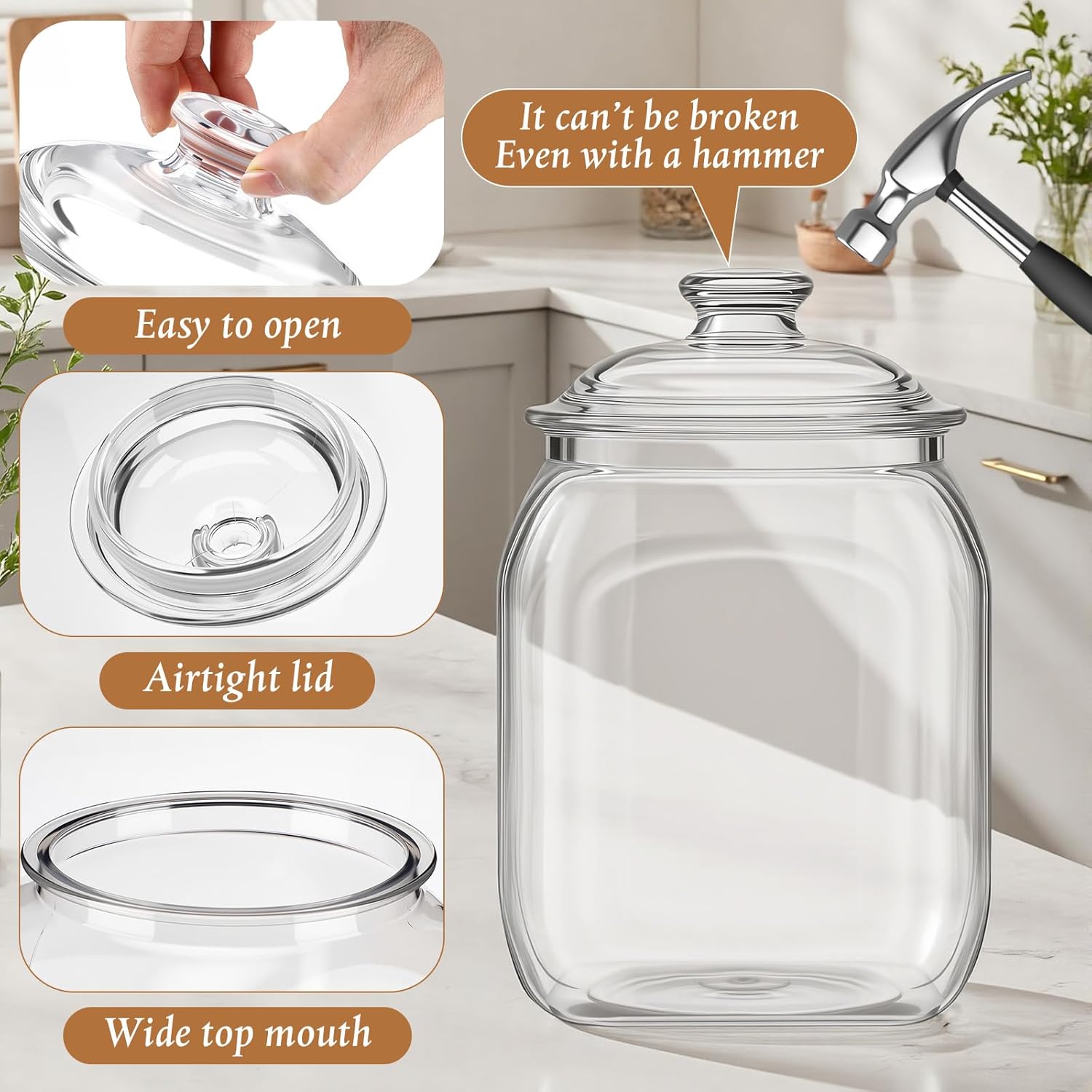 2 Pack Acrylic Cookie Candy Ja - Food Storage With Glass Lids บทวิจารณ์และราคา