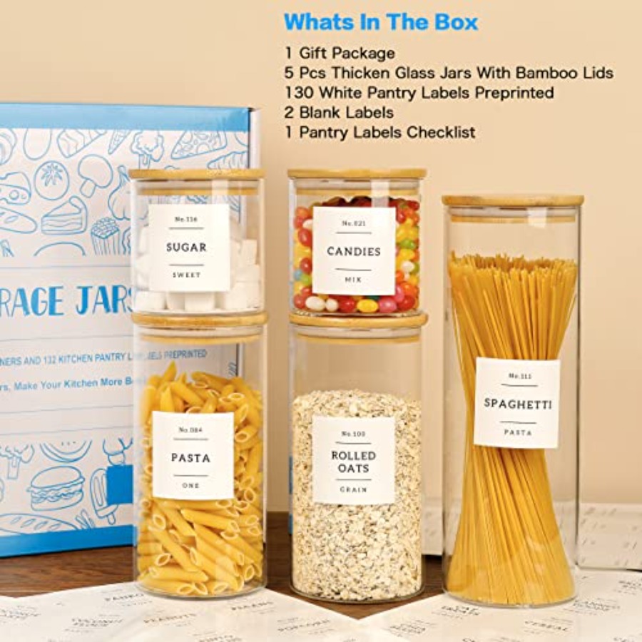 Curated Picks 5 Pcs Glass Food - Food Storage Jar Labels บทวิจารณ์และราคา