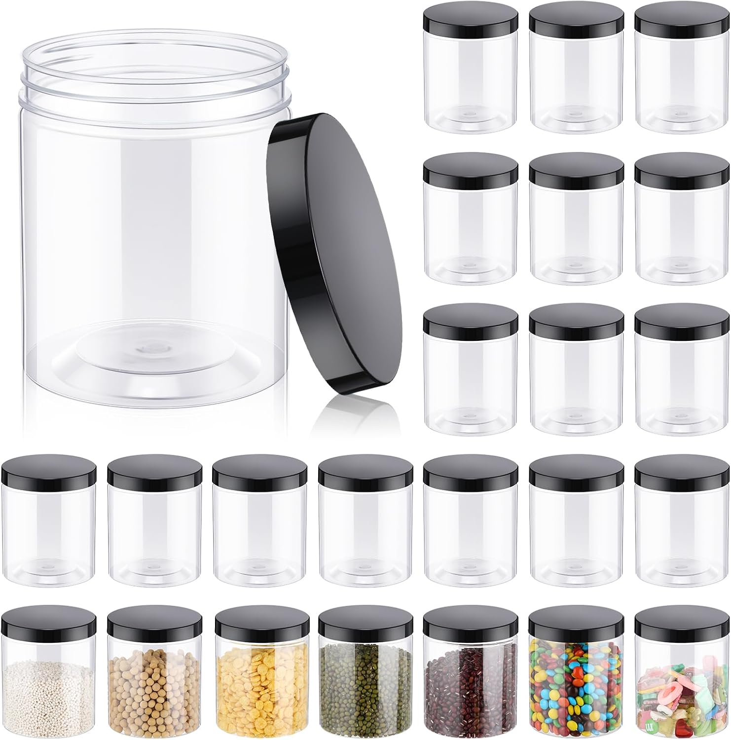 24 Pcs 16oz Plastic Jars with  - Food Storage Plastic Containers With Lids บทวิจารณ์และราคา