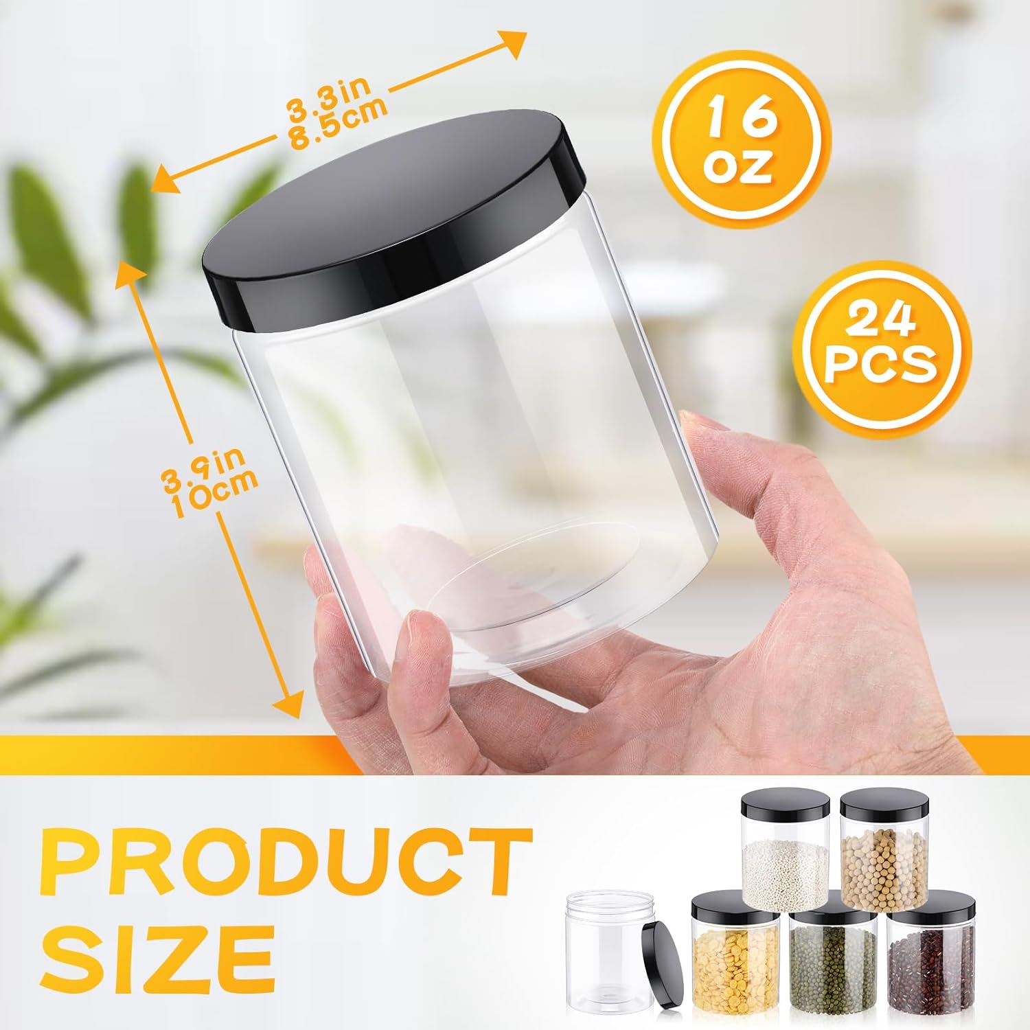 24 Pcs 16oz Plastic Jars with  - Food Storage Plastic Containers With Lids บทวิจารณ์และราคา