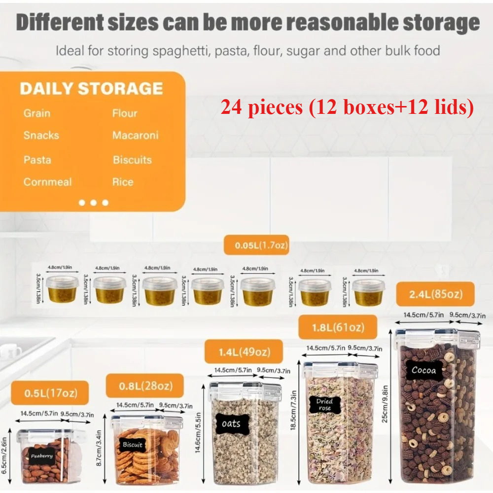 24Pcs Food Storage Containers  - Food Storage Plastic Containers With Lids บทวิจารณ์และราคา