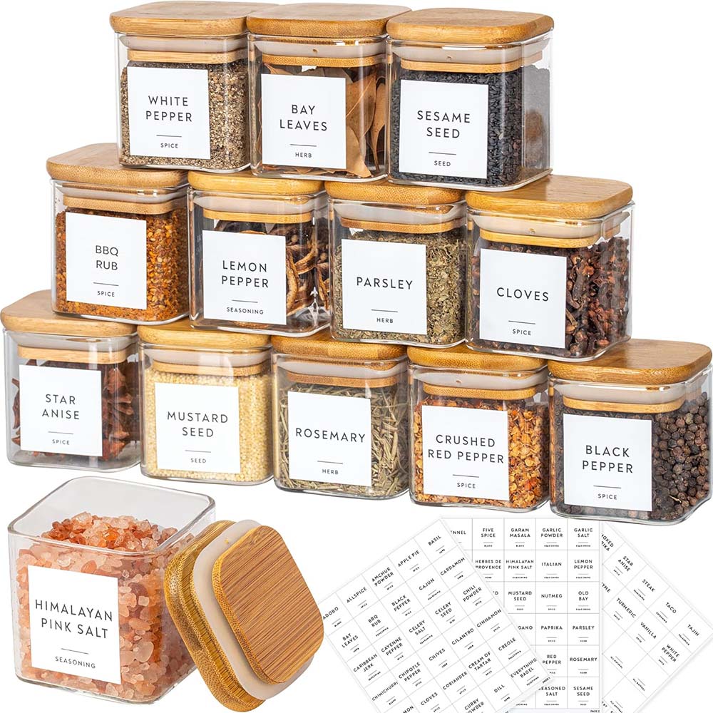 5oz Glass Jars Set with Spice  - Food Storage Jar Labels บทวิจารณ์และราคา