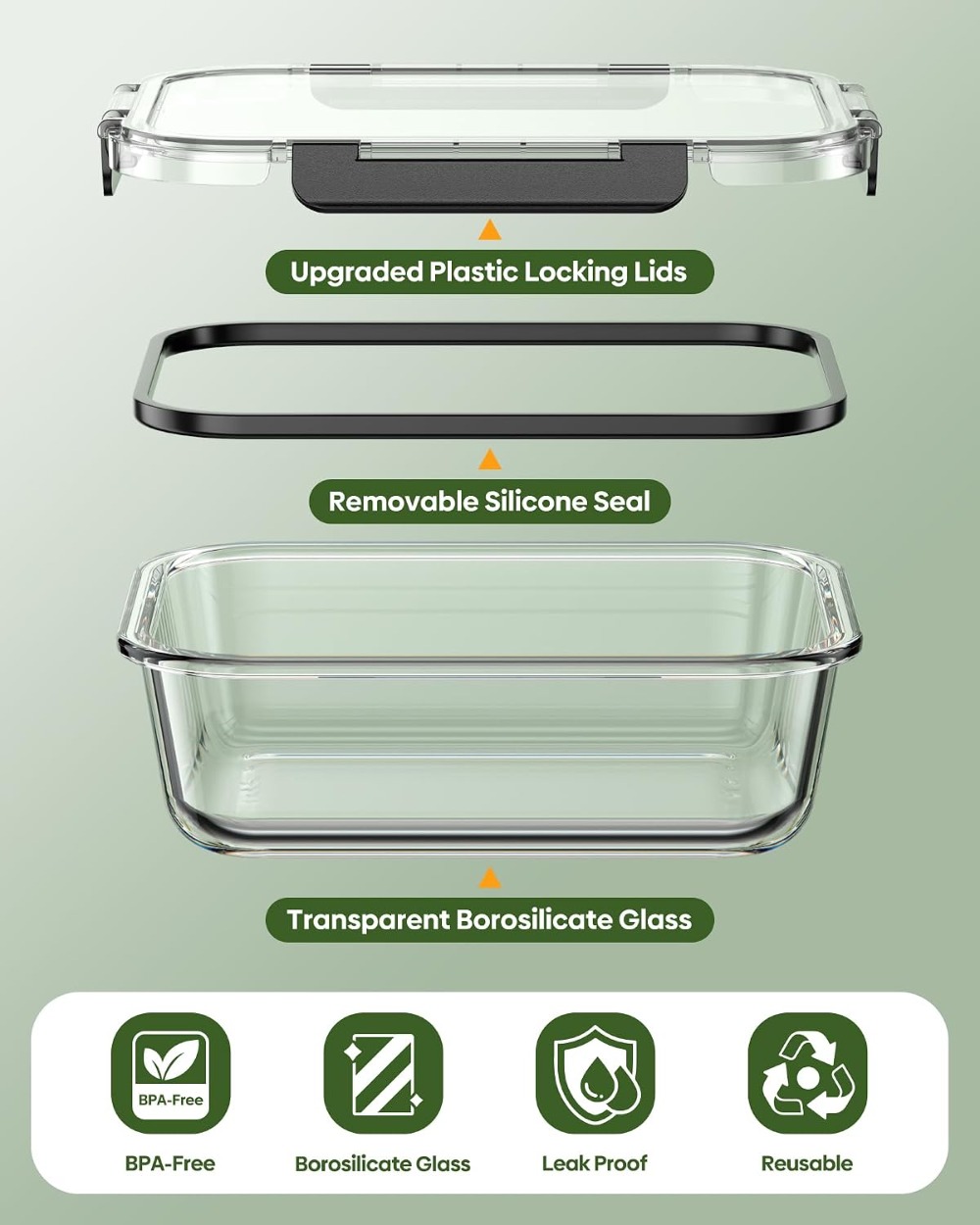 40 PCS Glass Food Storage Cont - Glass Meal Prep Container บทวิจารณ์และราคา