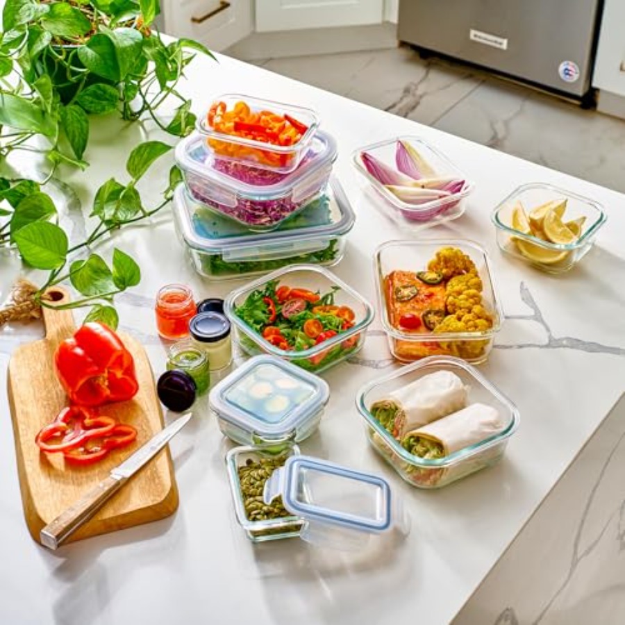 40pc Set Glass Food Storage Co - Glass Meal Prep Container บทวิจารณ์และราคา