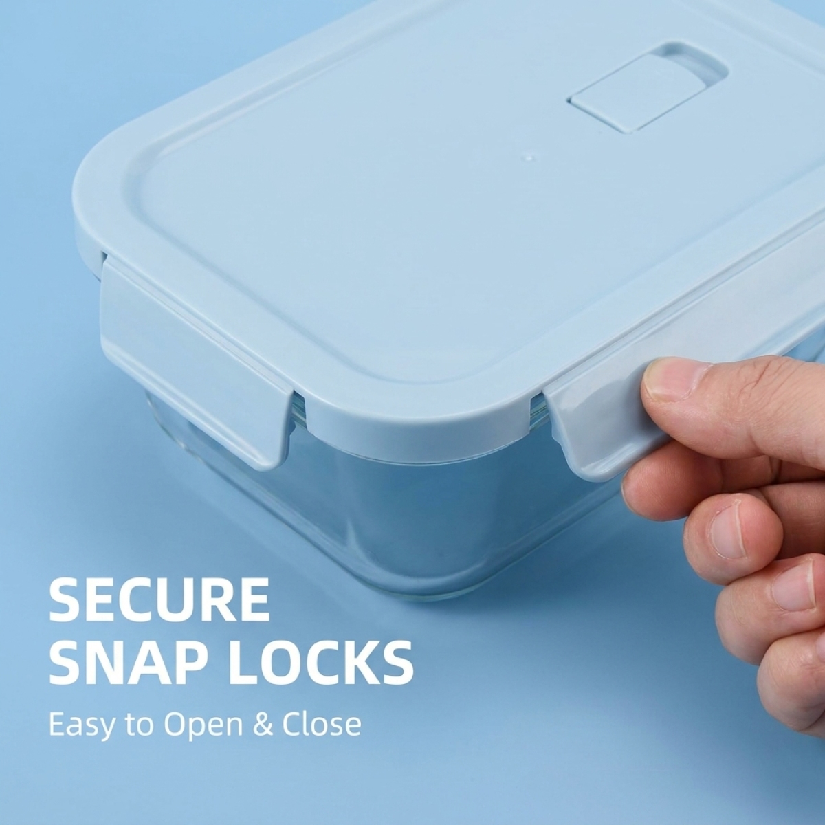 Shallow Blue Glass Bento Box–H - Glass Meal Prep Container บทวิจารณ์และราคา