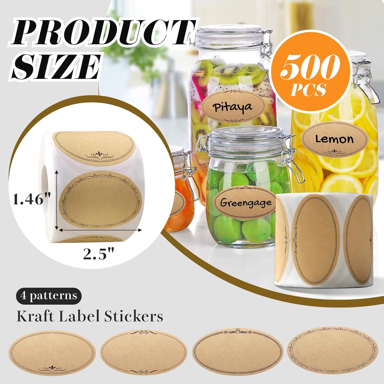 500 Pcs Mason Jar Labels 2.5 I - Food Storage Jar Labels บทวิจารณ์และราคา