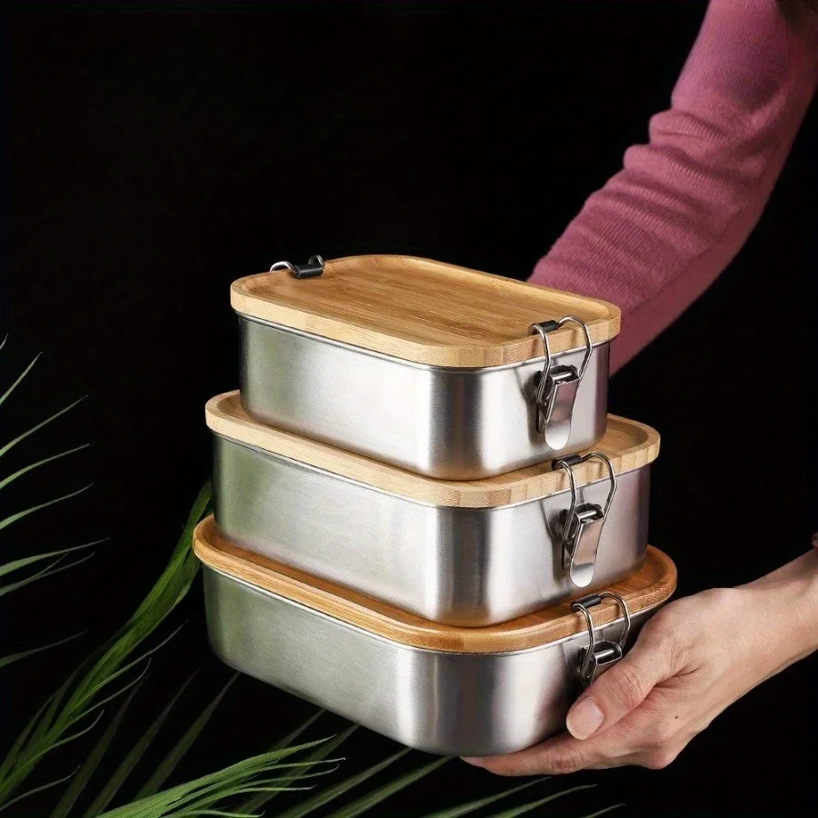 New 304 stainless steel bamboo - Food Storage Method บทวิจารณ์และราคา