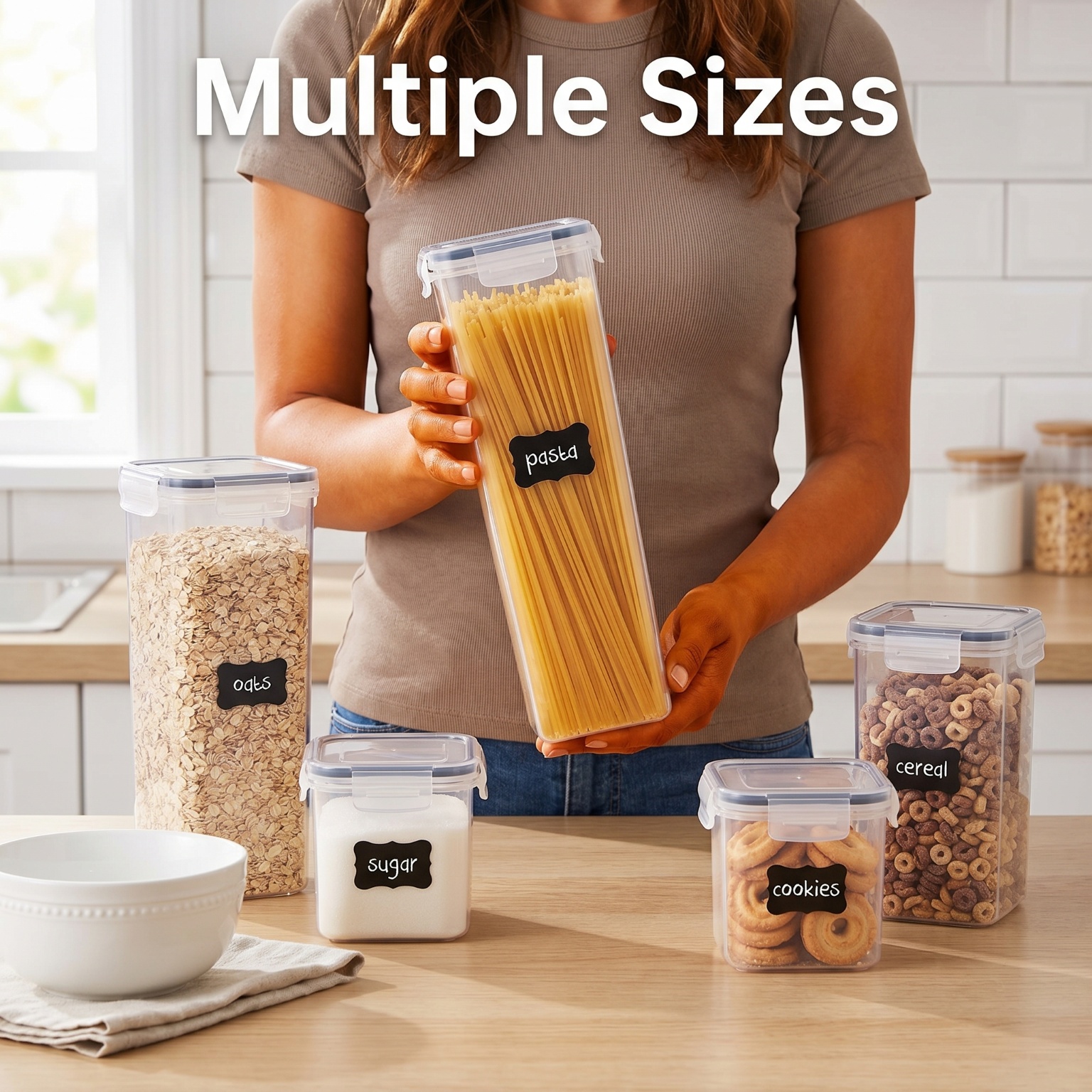 24 Pack Airtight Cereal Storag - Food Storage Jar Labels บทวิจารณ์และราคา