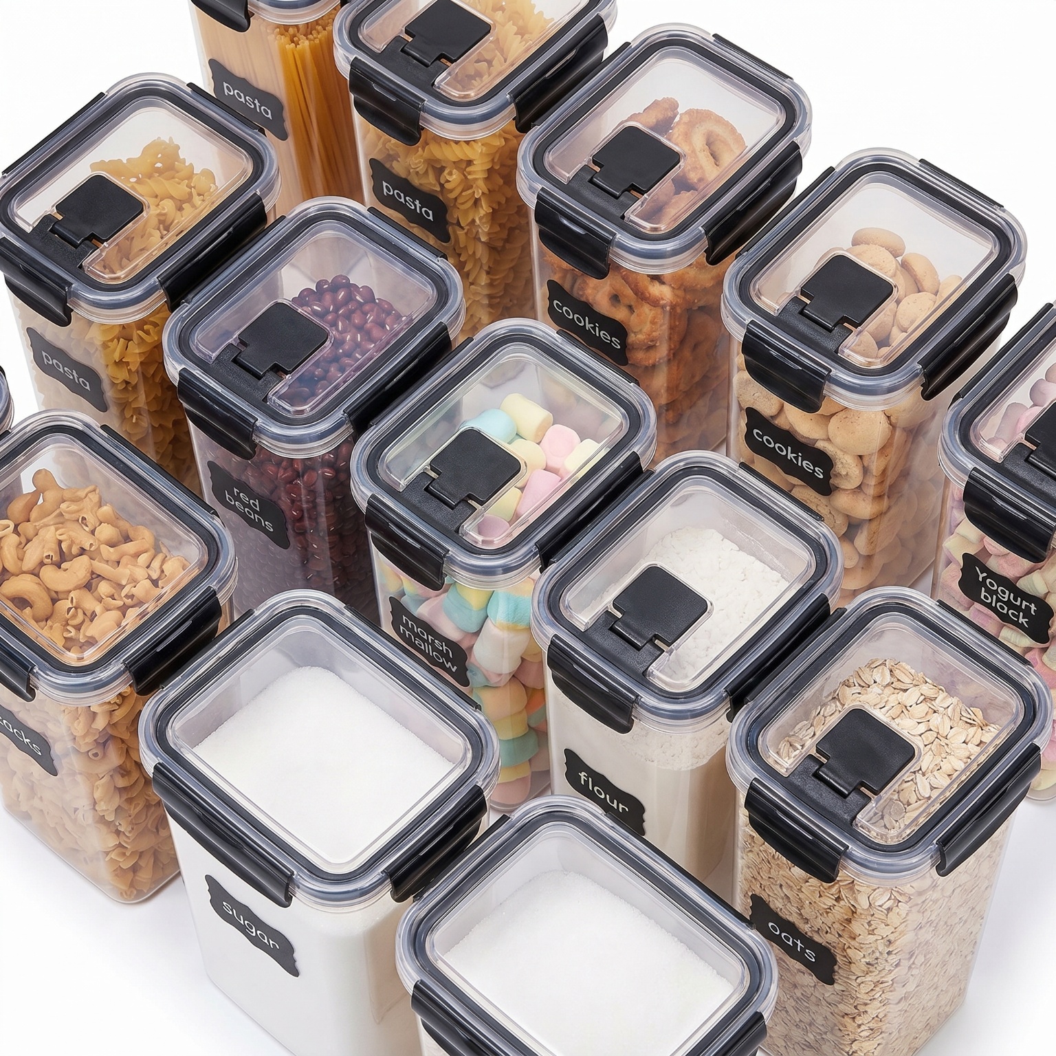 24 Pack Airtight Cereal Storag - Food Storage Jar Labels บทวิจารณ์และราคา