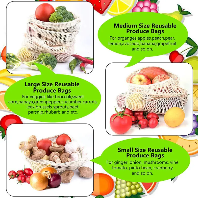 3 6 10pcs Reusable Produce Bag - Produce Bag Reusable Mesh บทวิจารณ์และราคา