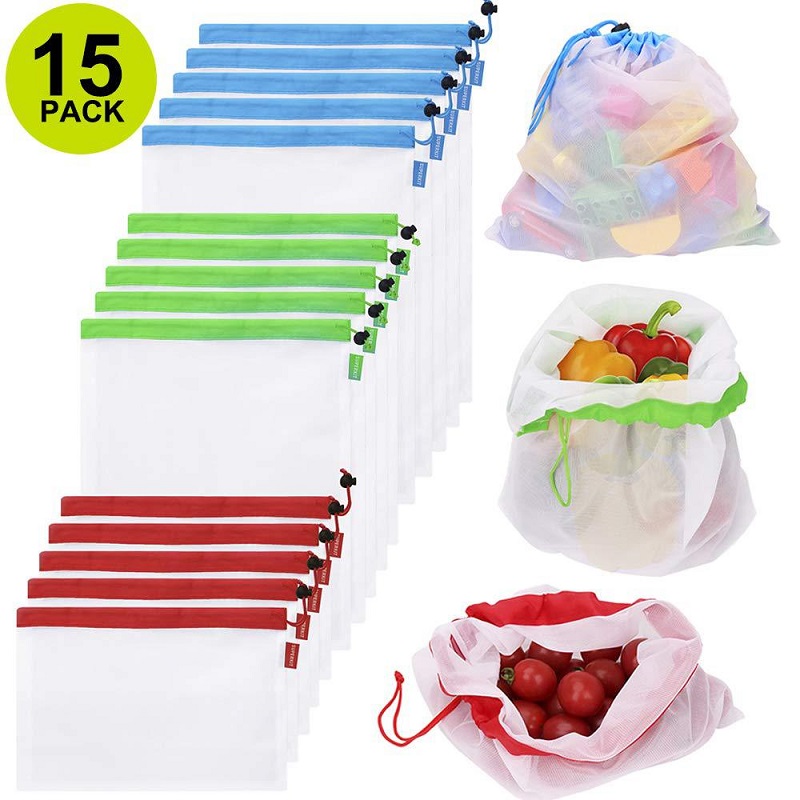 3 Sizes Reusable Mesh Produce  - Produce Bag Reusable Mesh บทวิจารณ์และราคา