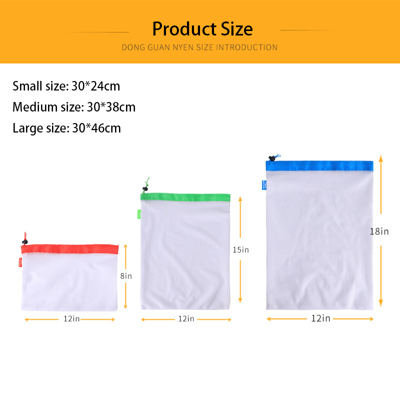 3 Sizes Reusable Mesh Produce  - Produce Bag Reusable Mesh บทวิจารณ์และราคา