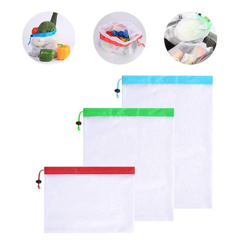 3 Sizes Reusable Mesh Produce  - Produce Bag Reusable Mesh บทวิจารณ์และราคา