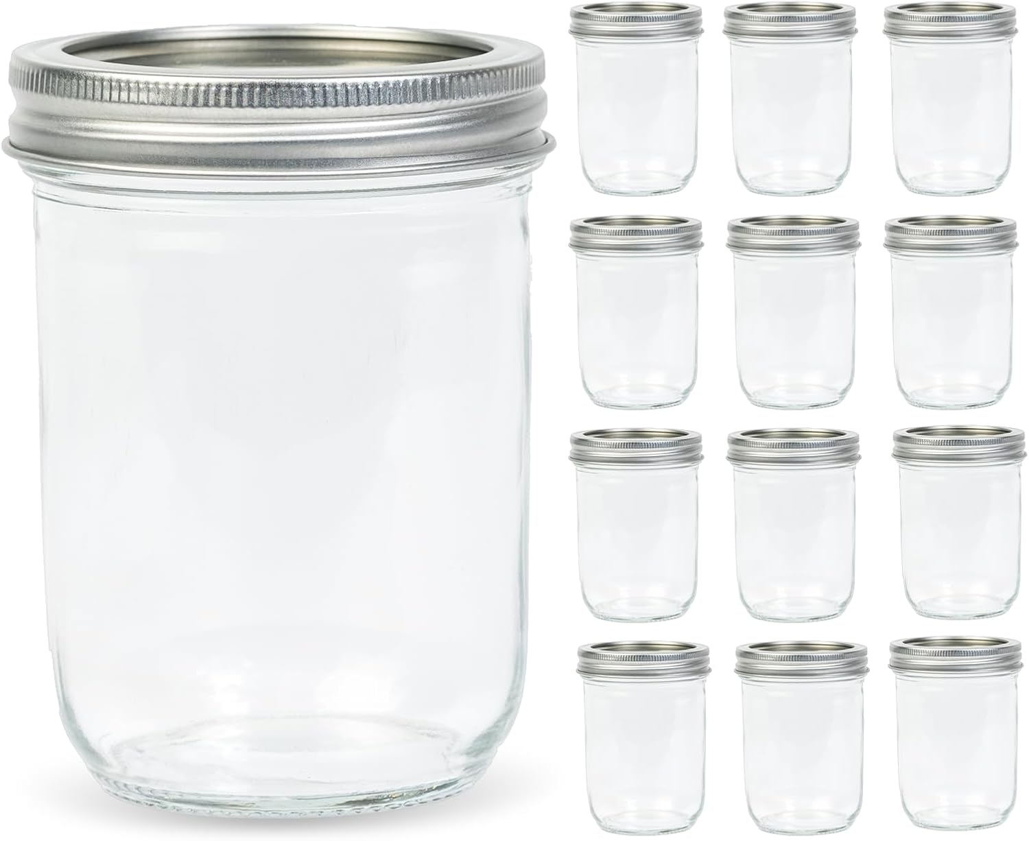 12 Pack 16 oz Wide Mouth Clear - Food Storage With Glass Lids บทวิจารณ์และราคา