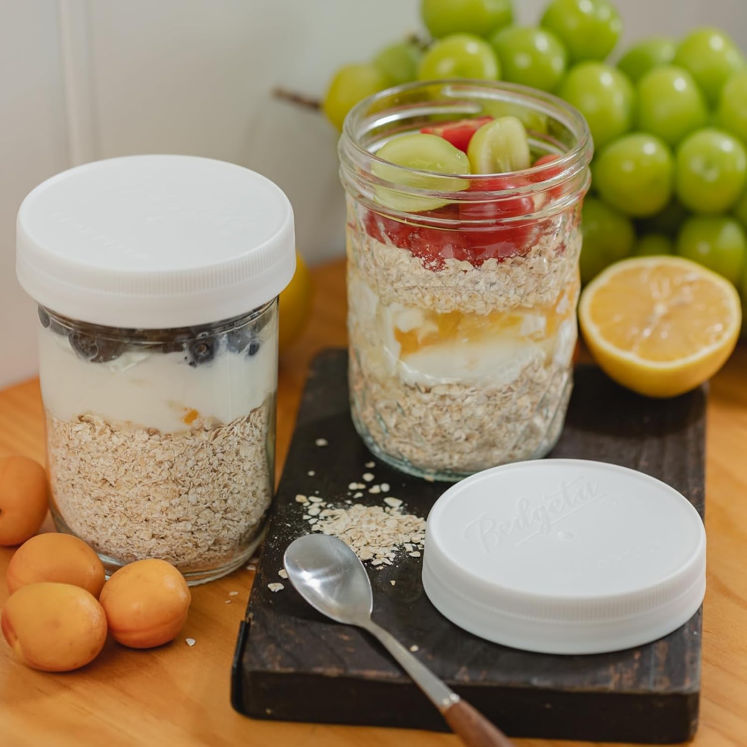 12 Pack 16 oz Wide Mouth Clear - Food Storage With Glass Lids บทวิจารณ์และราคา