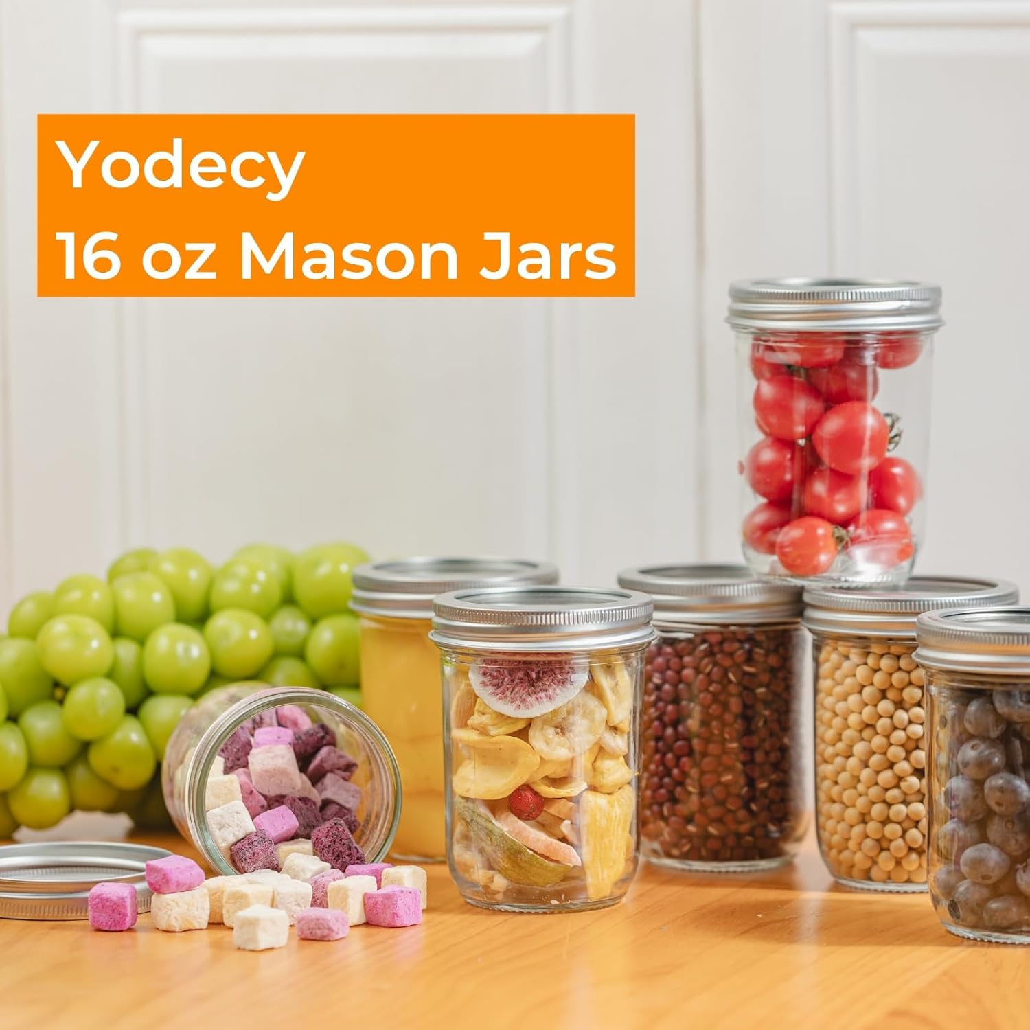 12 Pack 16 oz Wide Mouth Clear - Food Storage With Glass Lids บทวิจารณ์และราคา