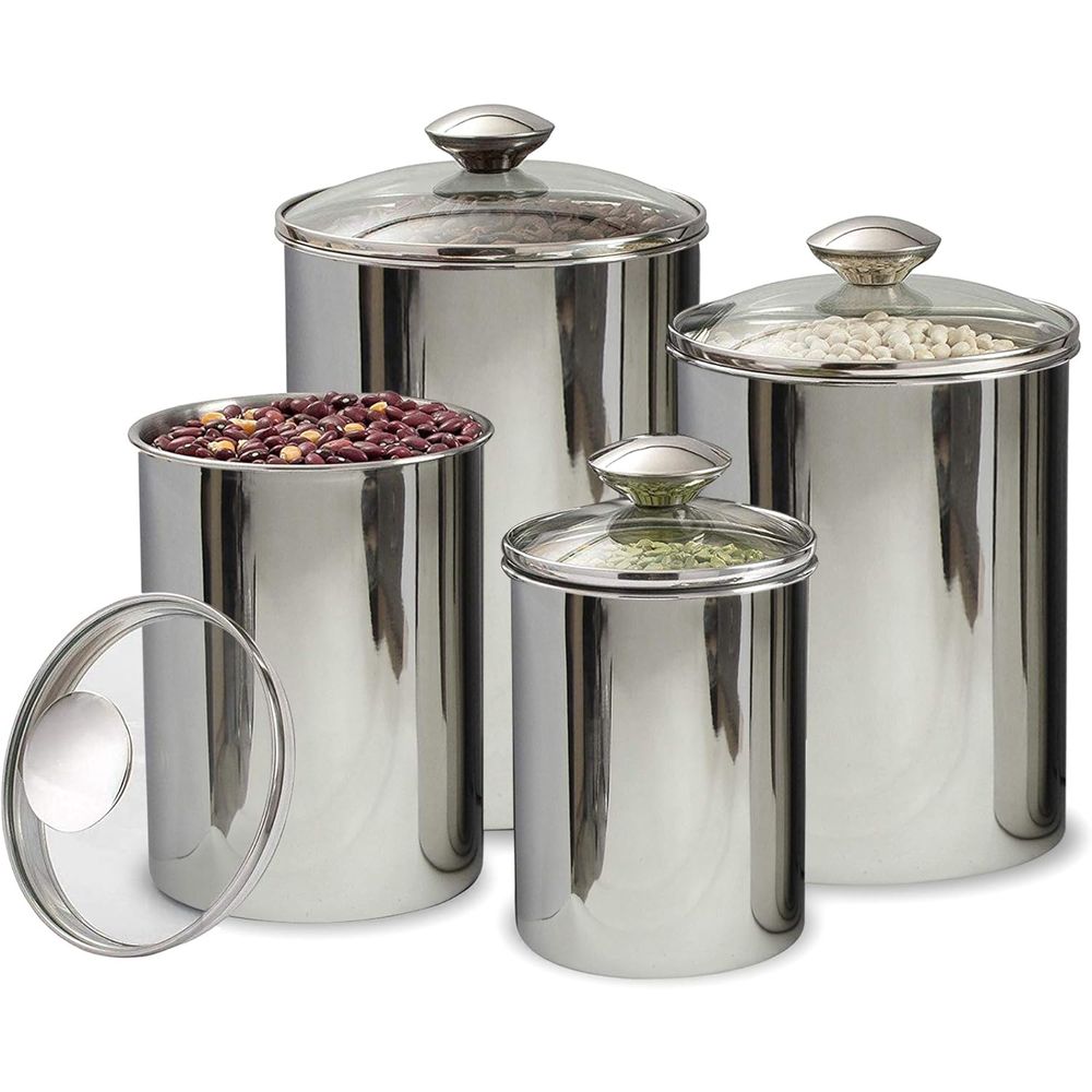 4-Piece Stainless Steel Food S - Food Storage With Glass Lids บทวิจารณ์และราคา