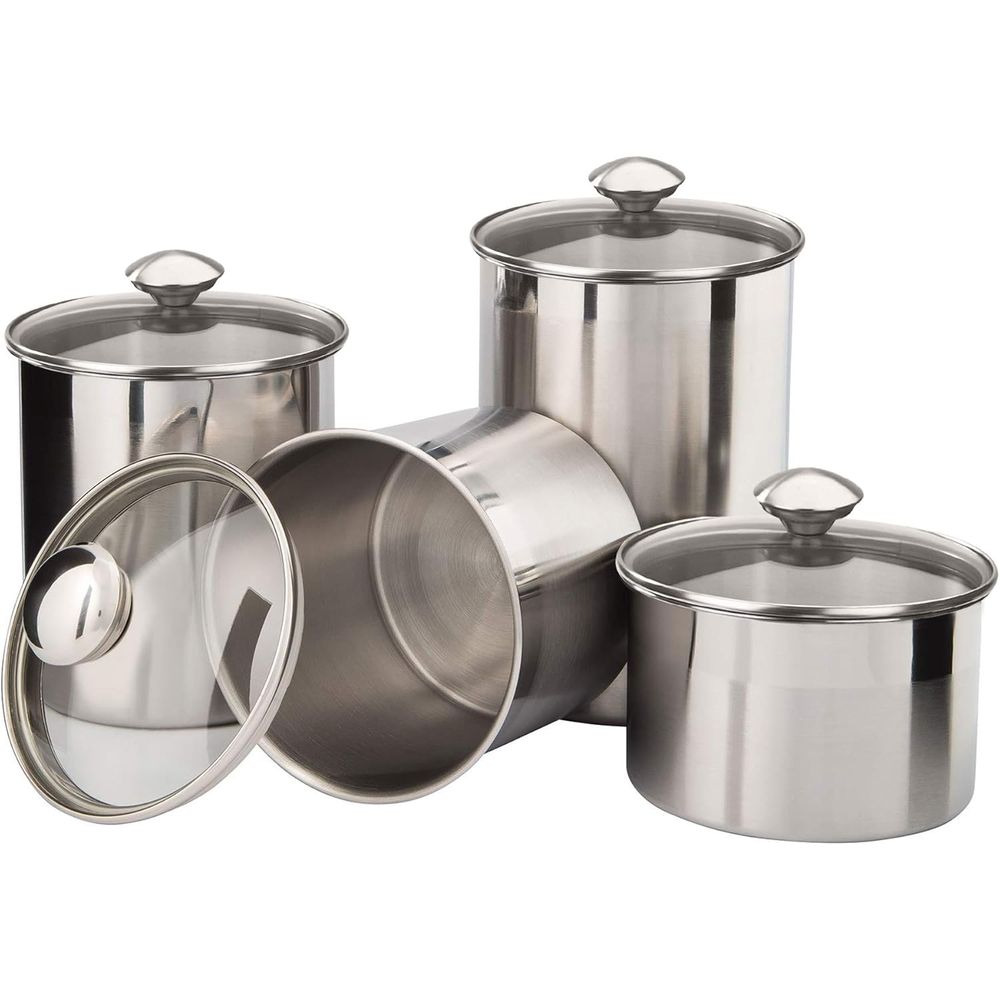 4-Piece Stainless Steel Food S - Food Storage With Glass Lids บทวิจารณ์และราคา