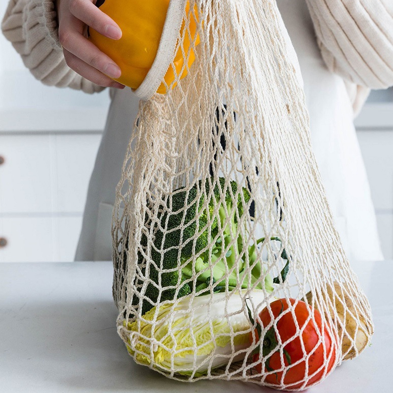 Foldable Cotton Mesh Shopping  - Produce Bag Reusable Mesh บทวิจารณ์และราคา