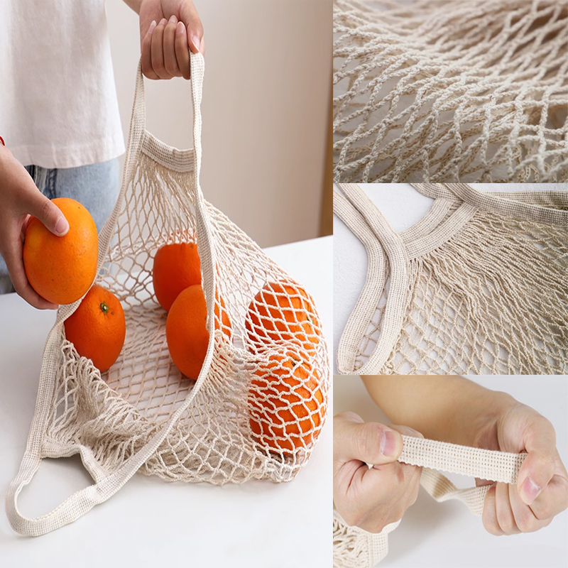 Foldable Cotton Mesh Shopping  - Produce Bag Reusable Mesh บทวิจารณ์และราคา