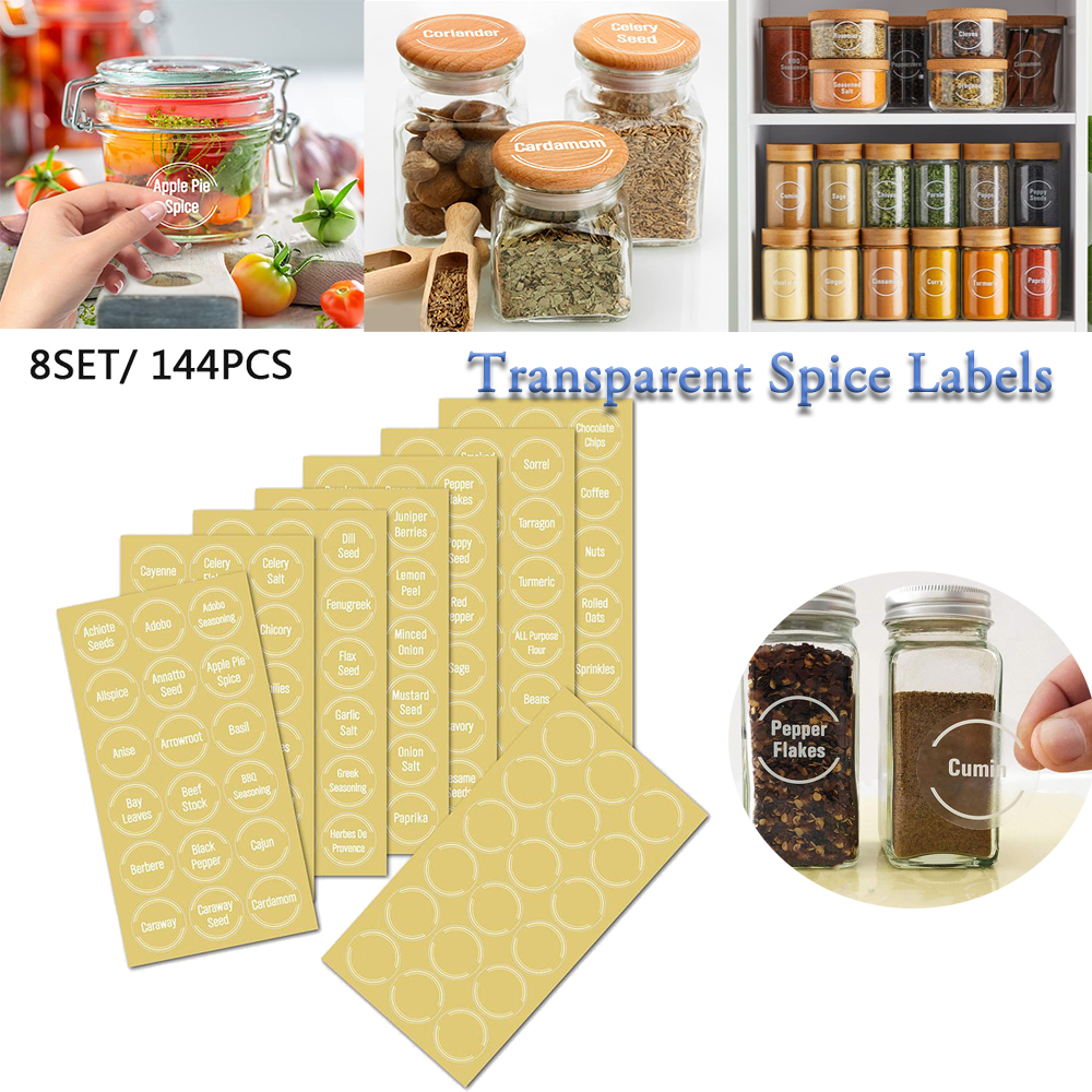 144 Pcs/set Transparent Spice  - Food Storage Jar Labels บทวิจารณ์และราคา