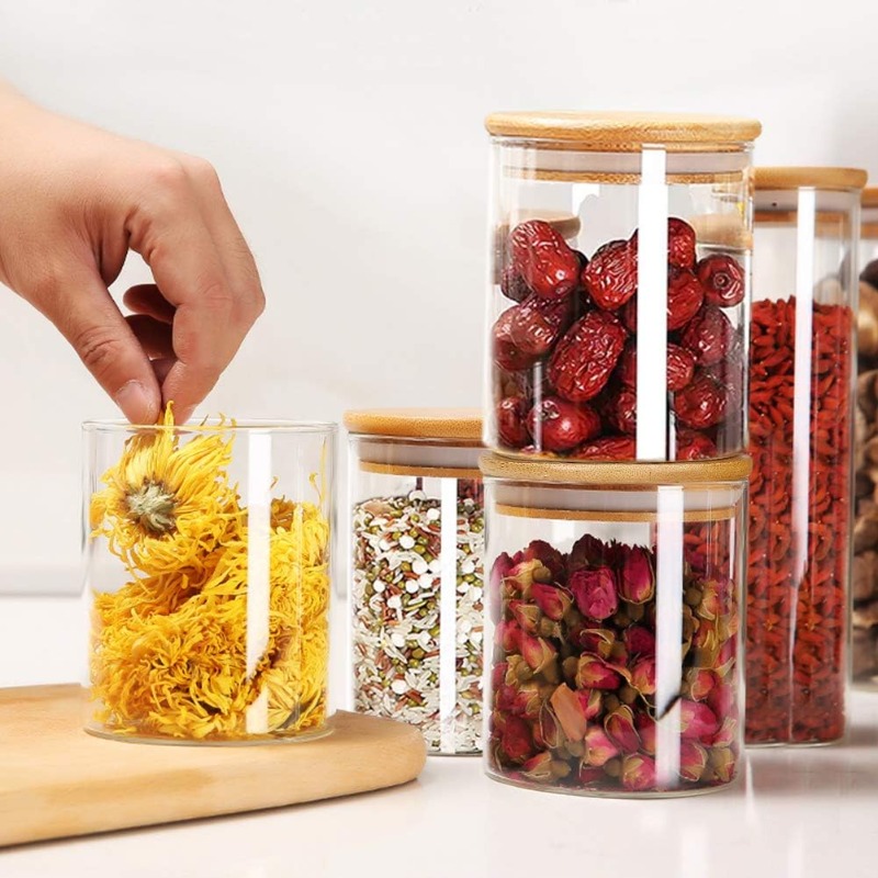 12 Glass Jars Set with Bamboo  - Food Storage Jar Labels บทวิจารณ์และราคา