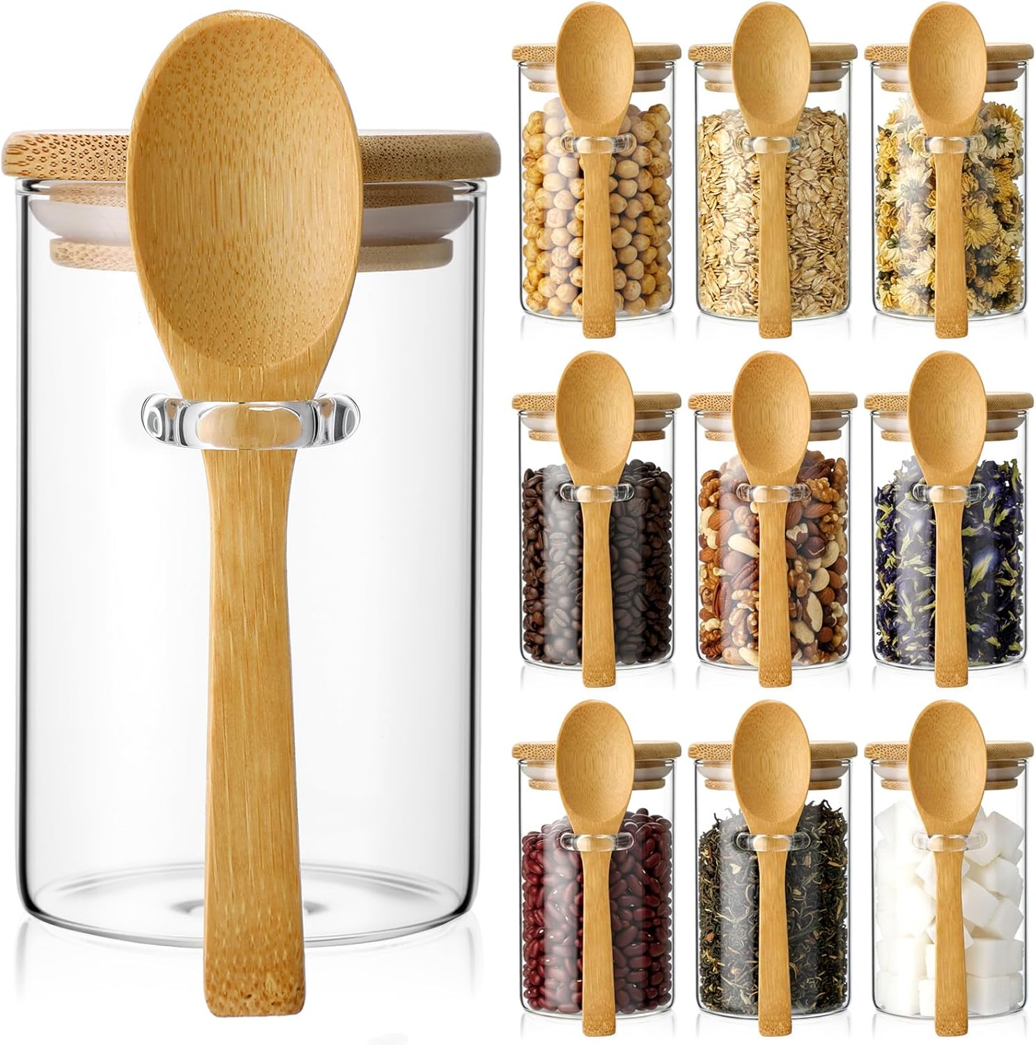 10 Pack Glass Jars with Bamboo - Food Storage Containers บทวิจารณ์และราคา