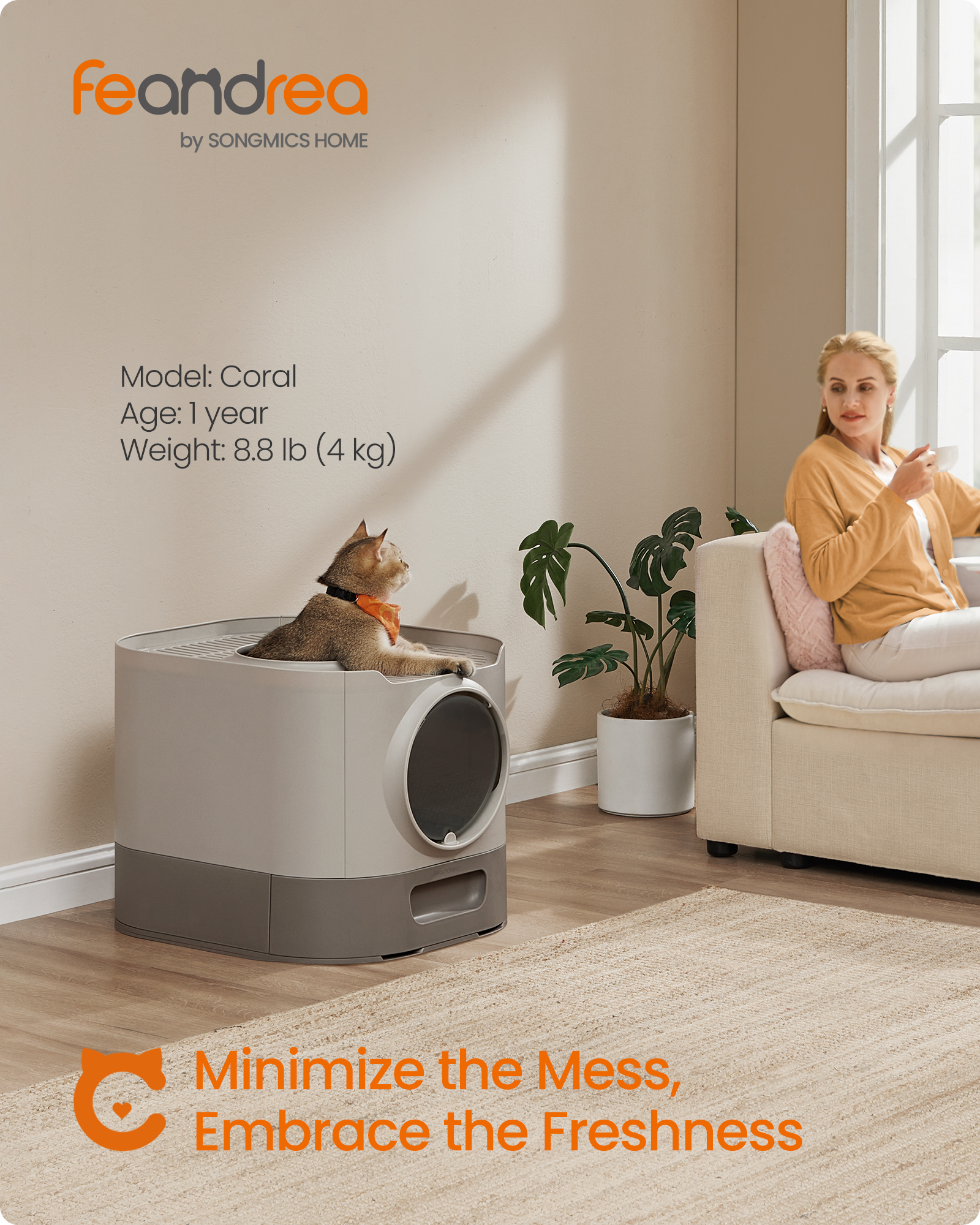 Feandrea Cat Litter Box with L - Food Storage Xl บทวิจารณ์และราคา