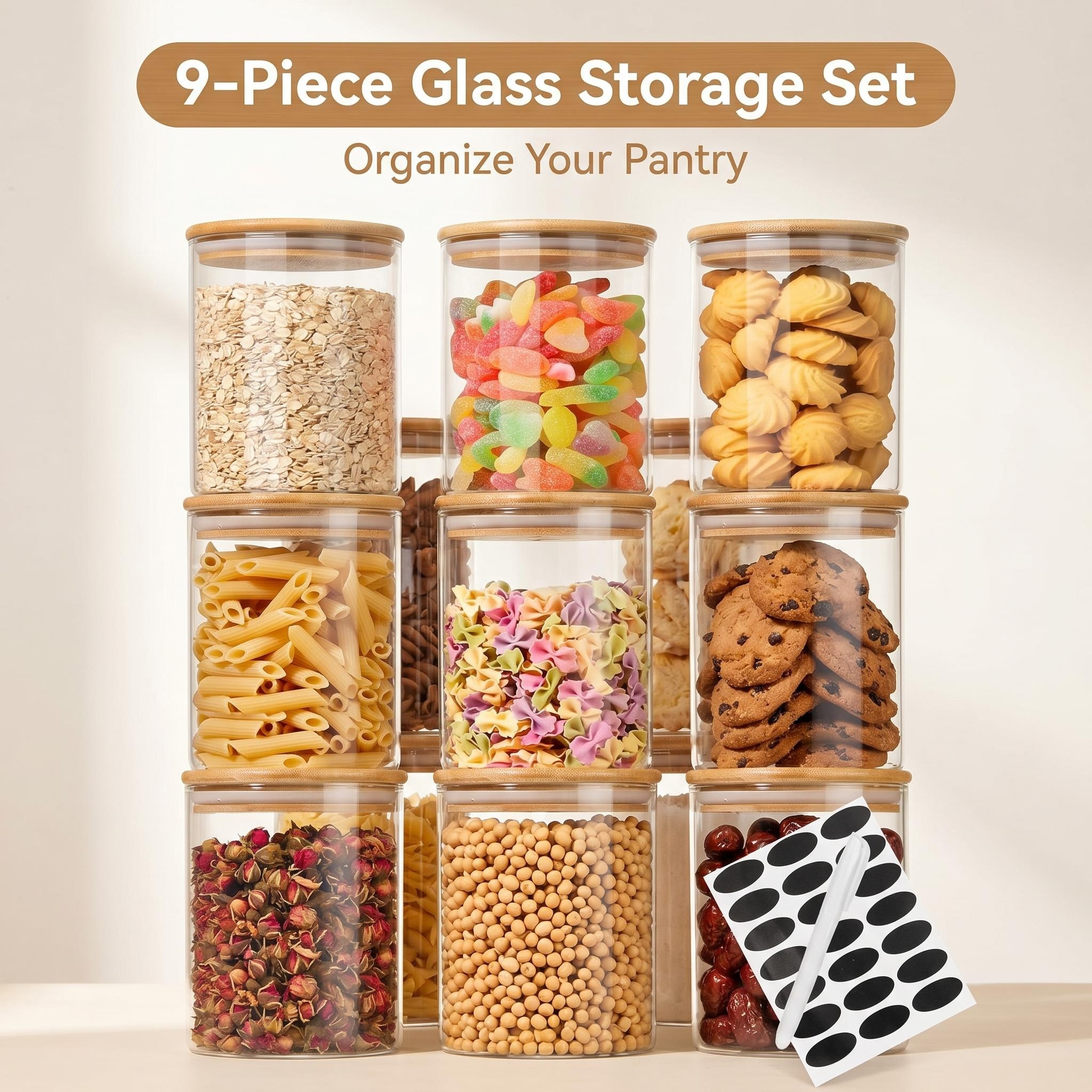 9 Pieces Clear Glass Storage C - Food Storage Jar Labels บทวิจารณ์และราคา